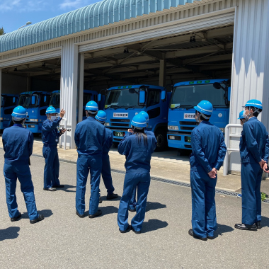 車両保管庫（新入社員研修）
